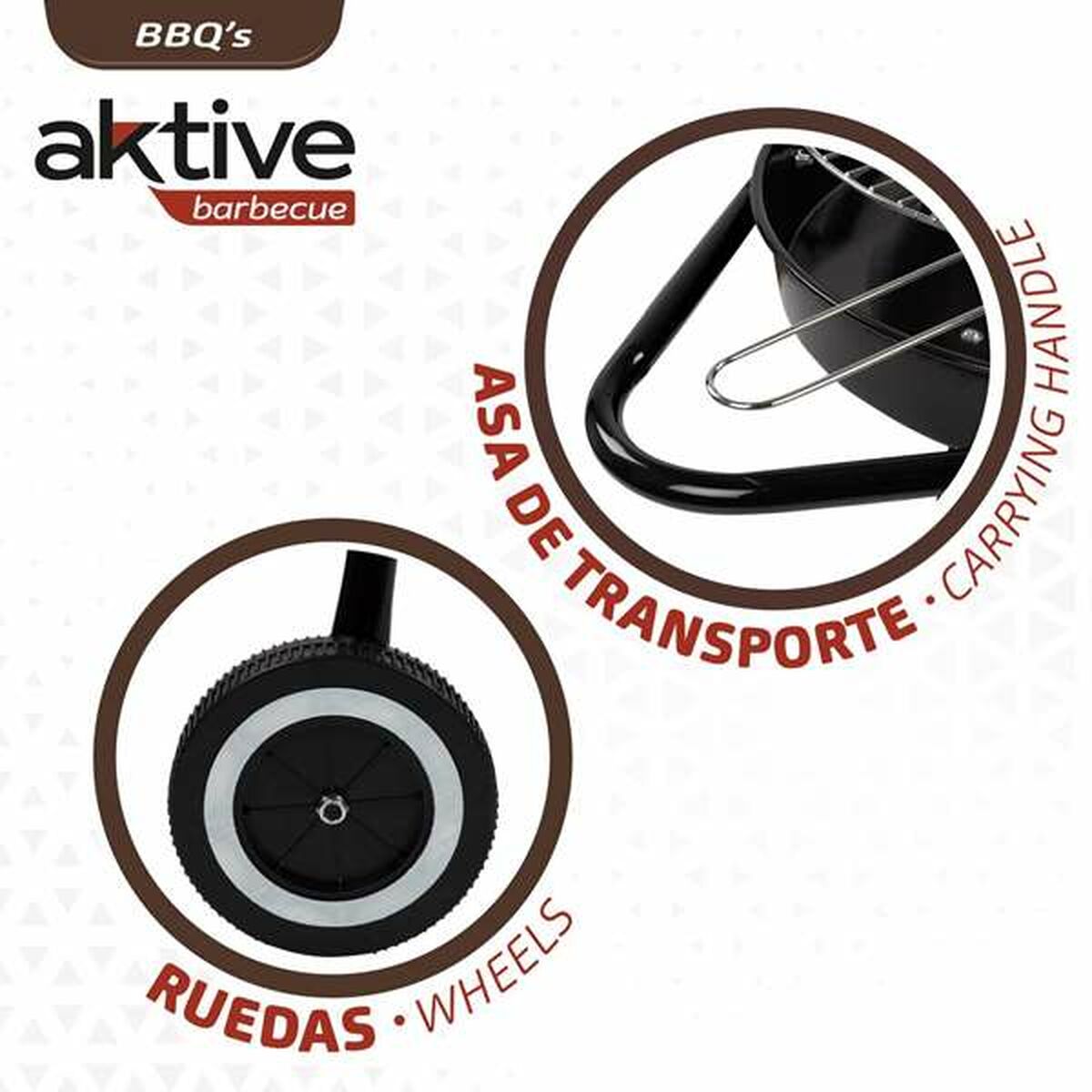 Grătar pe cărbuni cu roți Aktive Textilene 42 x 76,5 cm Negru
