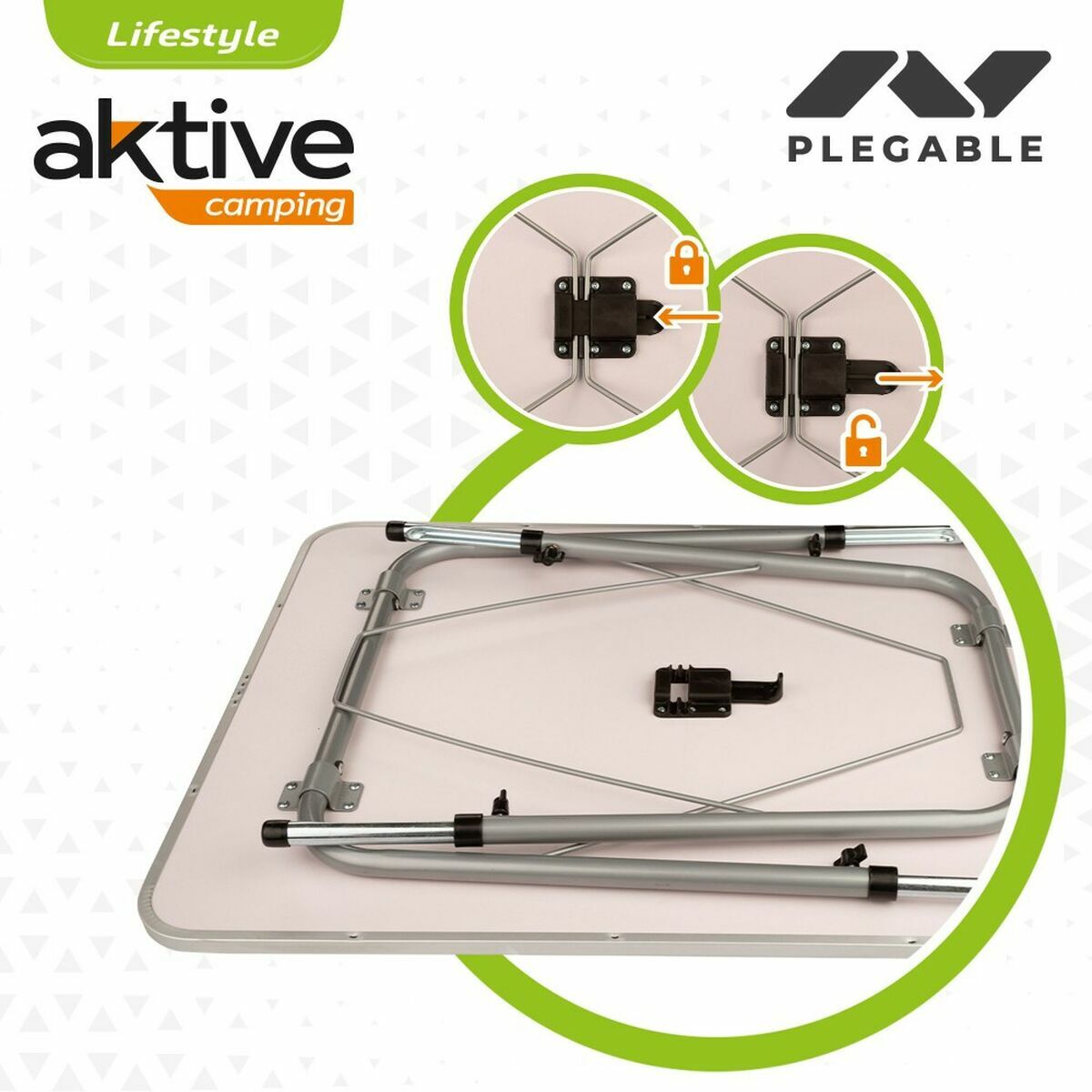 Masă Aktive 80 x 60 cm Alb Pliabil Camping
