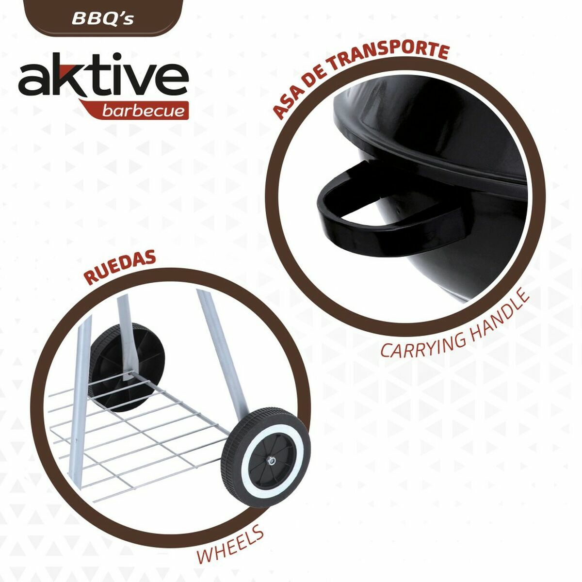 Grătar pe cărbuni cu roți Aktive 46 cm Rotundă Negru Cu Capac