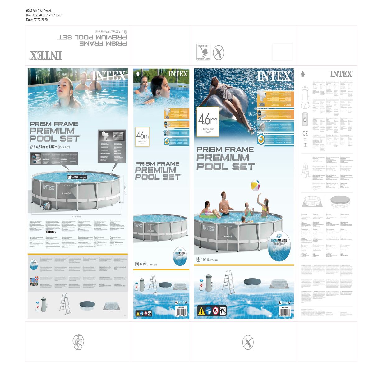 Piscină Detașabilă Intex Prism Frame 457 x 107 cm 14.614 l Gri