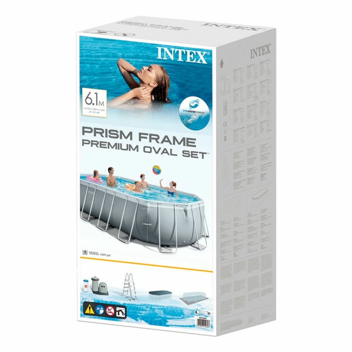 Piscină Detașabilă Intex Prism Frame 610 x 122 x 305 cm 610 x 305 x 122 cm 18.202 l Gri Oval