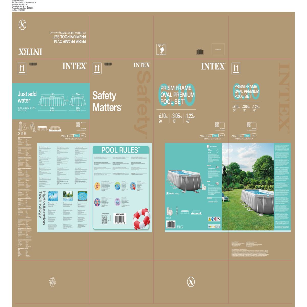 Piscină Detașabilă Intex Prism Frame 610 x 122 x 305 cm 610 x 305 x 122 cm 18.202 l Gri Oval