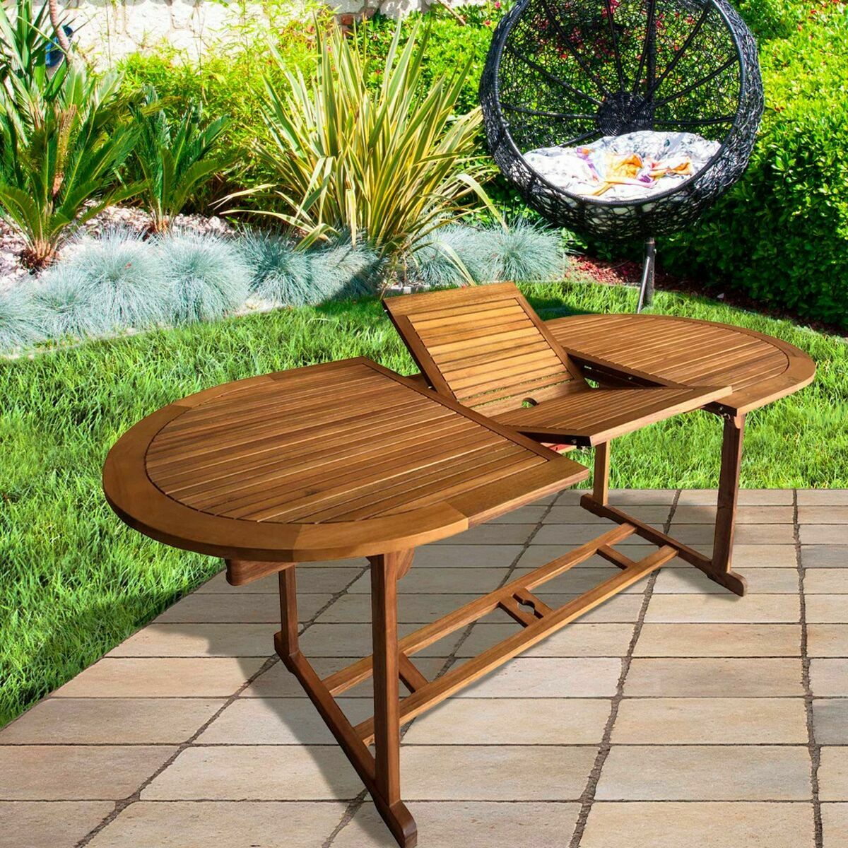 Masă Extensibilă Aktive Lemn de salcâm Extensibil Oval 200 x 100 x 74 cm