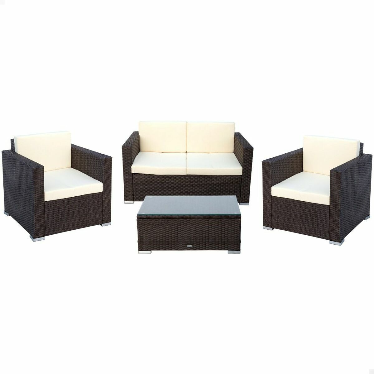 Mobilier de grădină Aktive Negru Crem 128 x 72 cm
