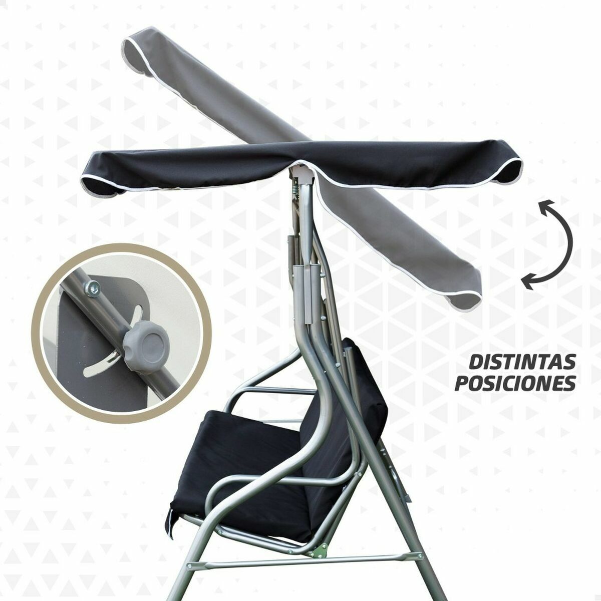 Balansoar Aktive 3 locuri Negru 180 x 107 x 160 cm