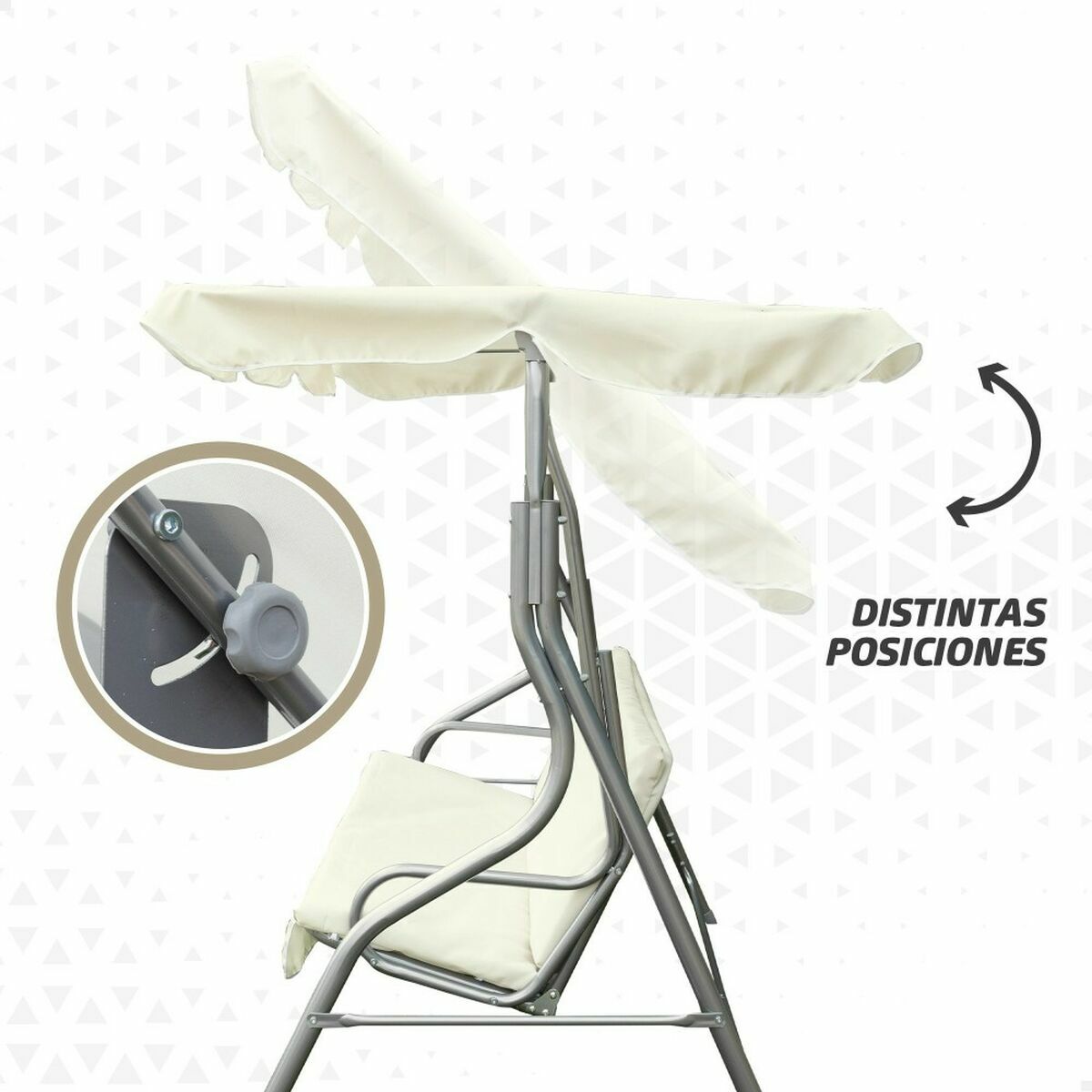 Balansoar Aktive 3 locuri Fildeș 180 x 107 x 160 cm