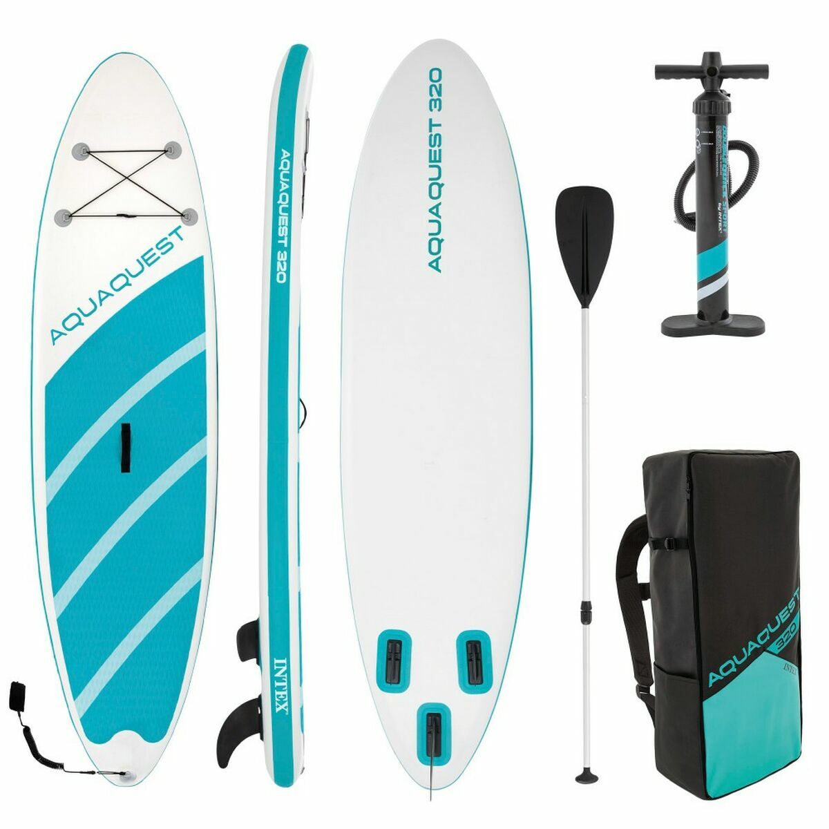 Placă gonflabilă de paddle surf cu accesorii Intex Aqua Quest Albastru Alb
