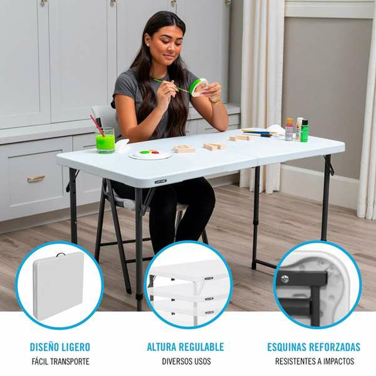 Masă pliabilă auxiliară cu mai multe poziții Colorbaby 122 x 61 x 56 cm