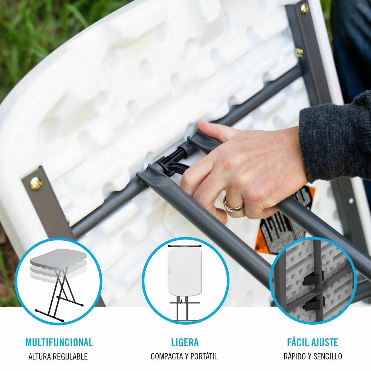 Masă Pliabilă Lifetime 66 x 71 x 46 cm Alb Oțel HDPE