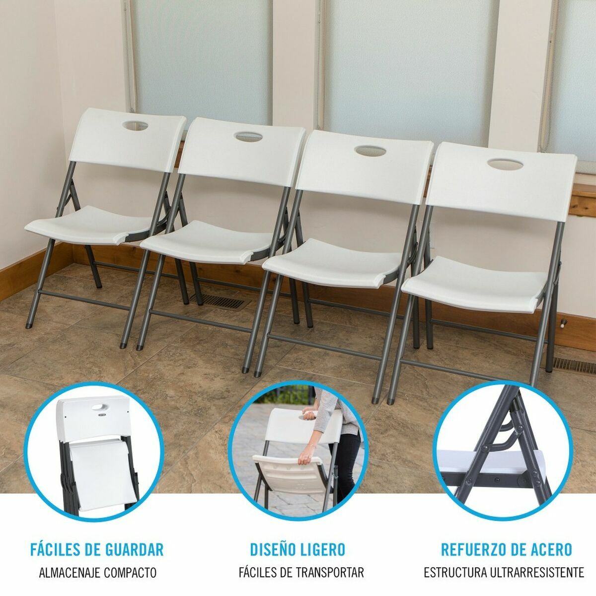 Scaunul Pliabil Lifetime Alb 4 Unități 50 x 58 x 83 cm