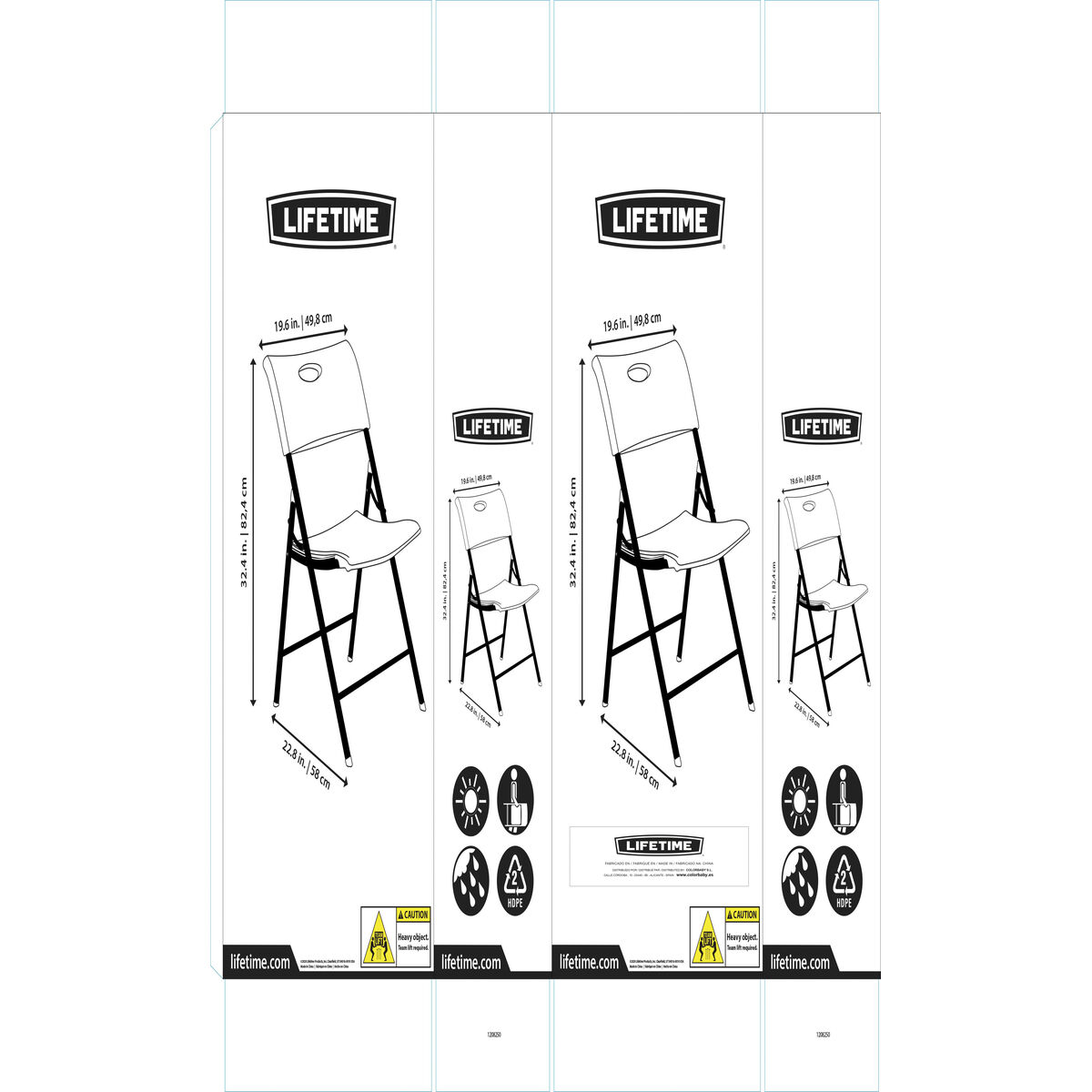 Scaunul Pliabil Lifetime Alb 4 Unități 50 x 58 x 83 cm