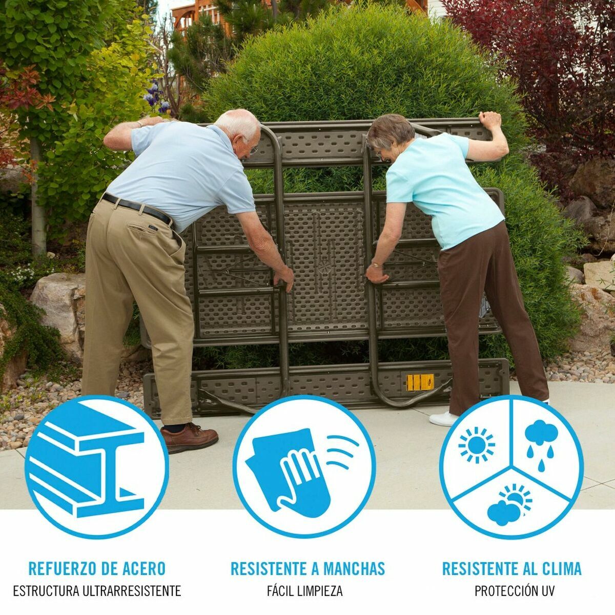 Masă de picnic Lifetime Lemn Maro Pliabil Oțel Plastic 183 x 145 x 74 cm