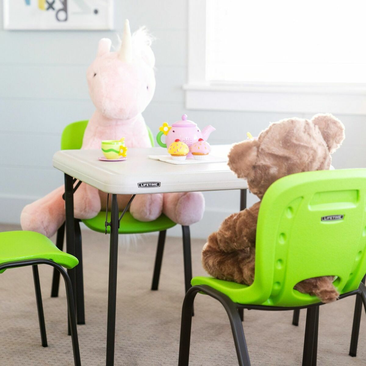 Masă pentru copii Lifetime Pliabil Alb Oțel Plastic 61 x 61 x 53,5 cm