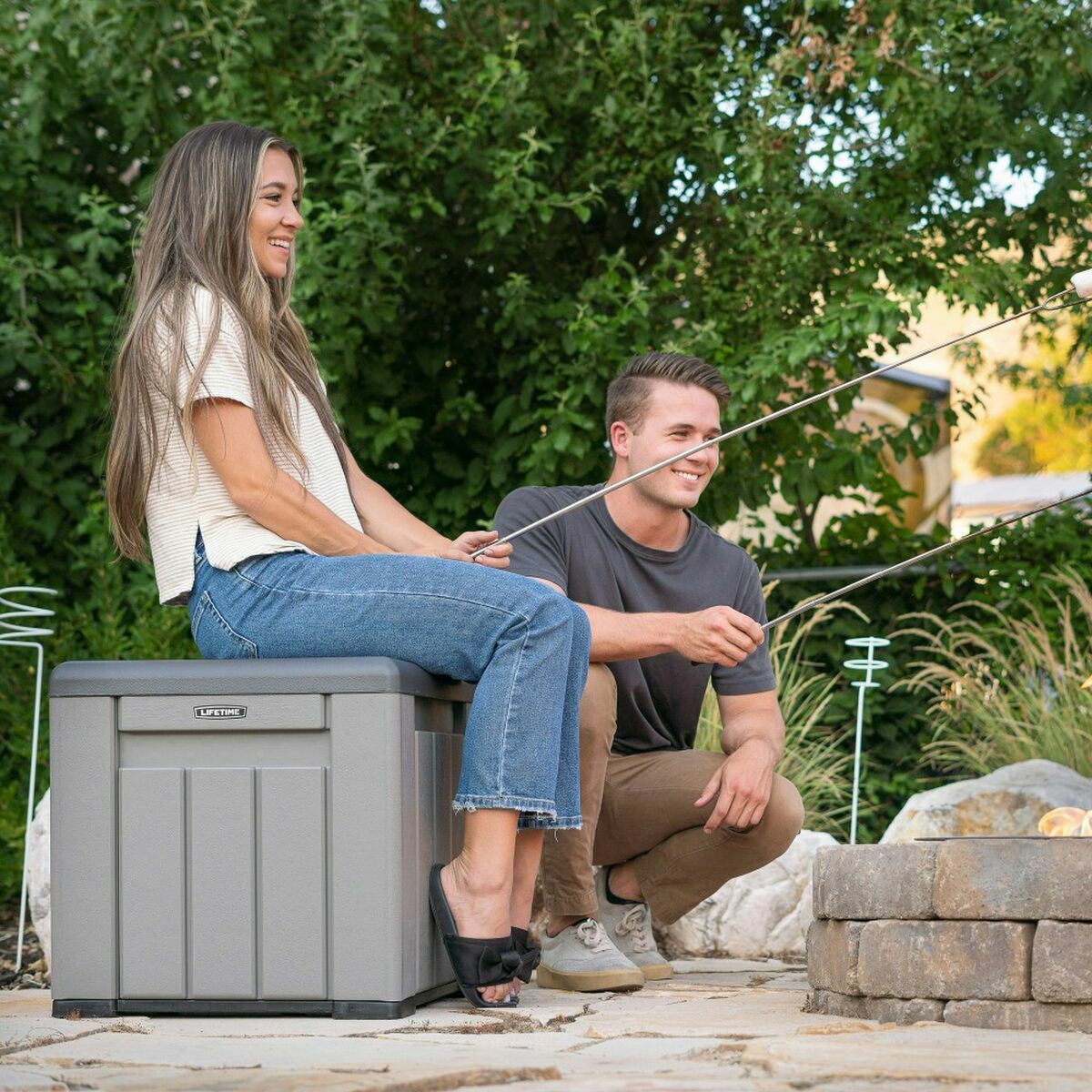 Cutie de depozitare cu capac Lifetime Gri 51,2 x 51,2 x 50,8 cm