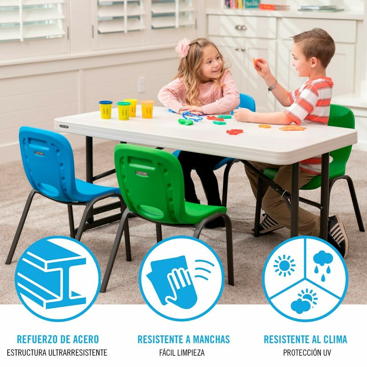 Masă Pliabilă Lifetime Lifetime 122 x 86 x 61 cm Crem Oțel Plastic