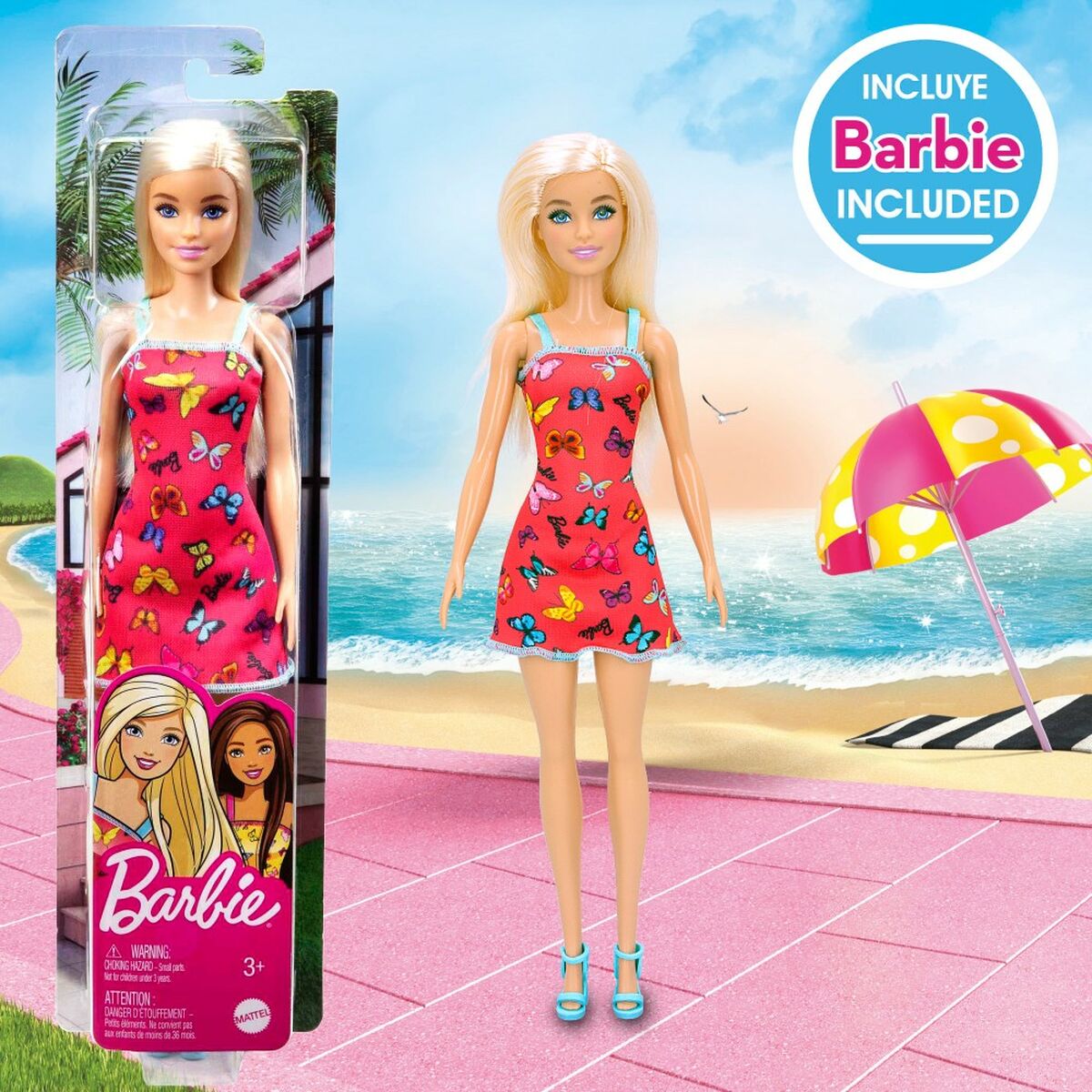 Set de jucării de plajă Barbie 8 Piese Ø 18 cm