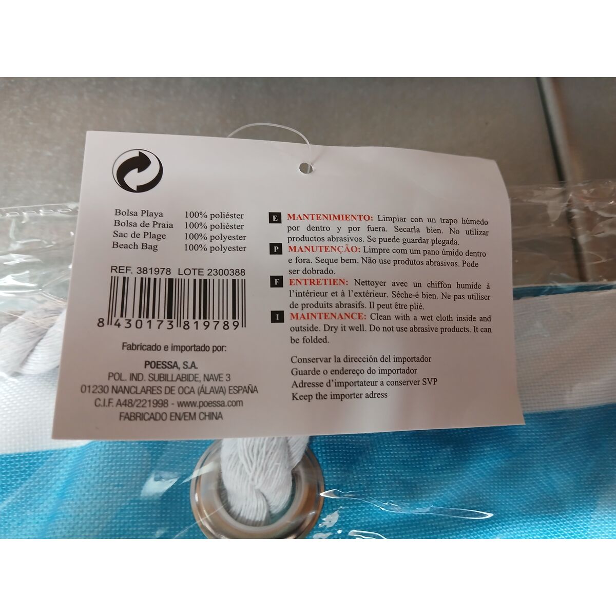 Geantă de Plajă Bismark Albastru Alb Oxford 59 x 19 x 40 cm