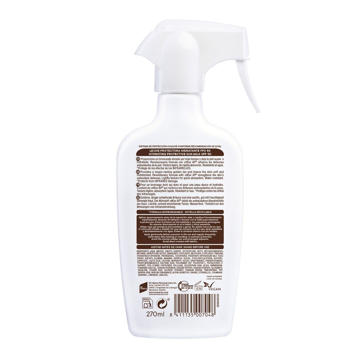 Protector Solar Ecran Spf 50 270 ml Unisex