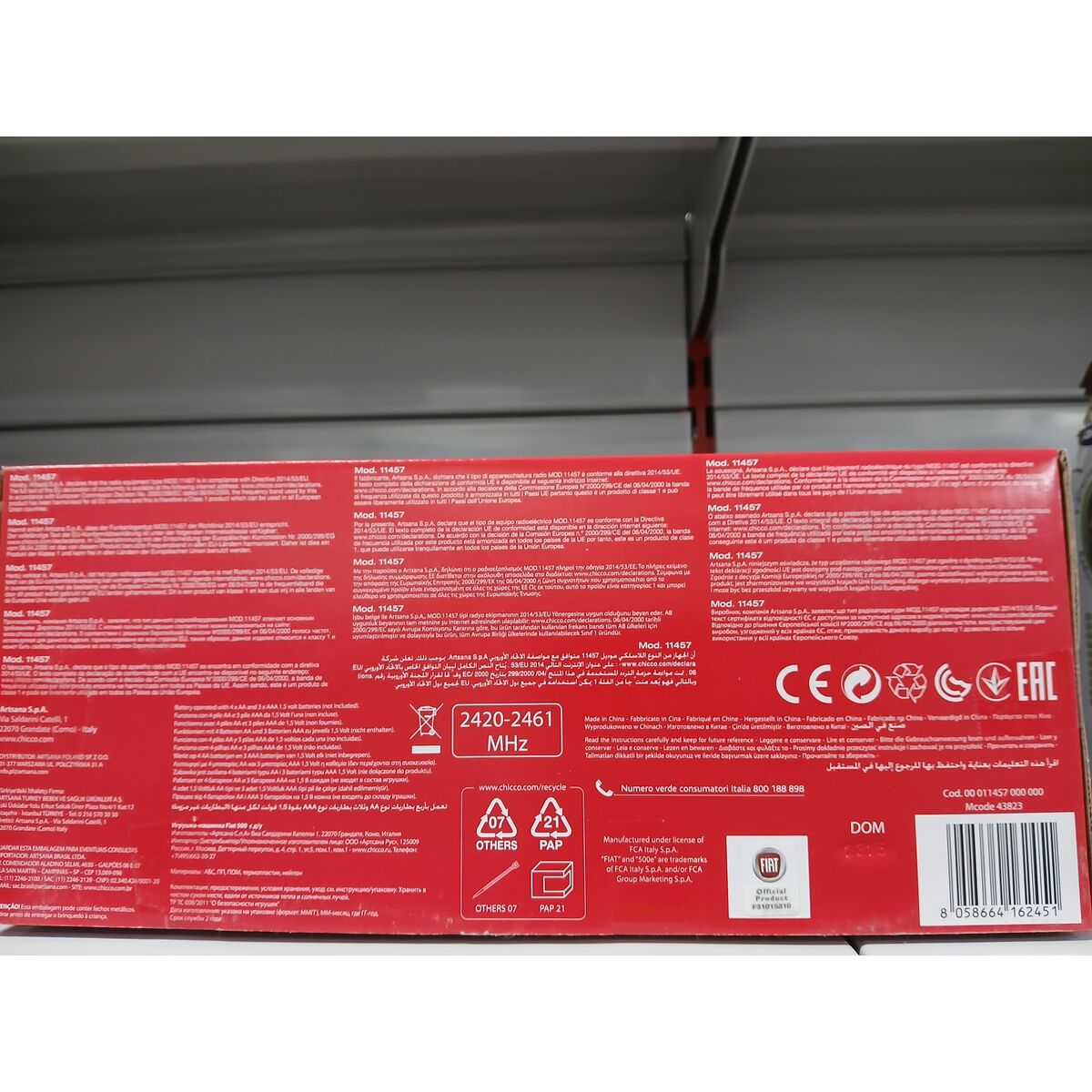 Mașină Radio Control Chicco Fiat 500 Roșu 14 x 13,5 x 21 cm