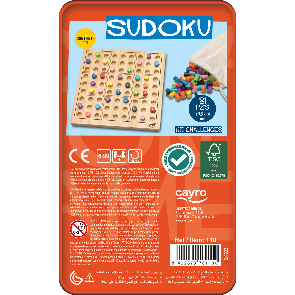 Sudoku Cayro 18 x 18 x 1,2 cm 81 Piese