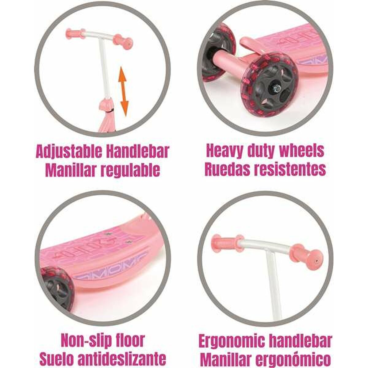 Trotinetă Scuter Moltó Roz 48 x 36 x 90 cm