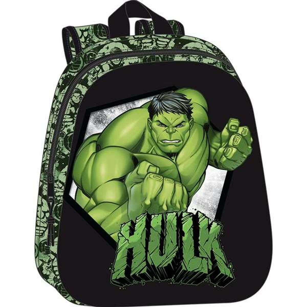 Rucsac pentru Copii 3D Hulk Negru Verde 27 x 33 x 10 cm