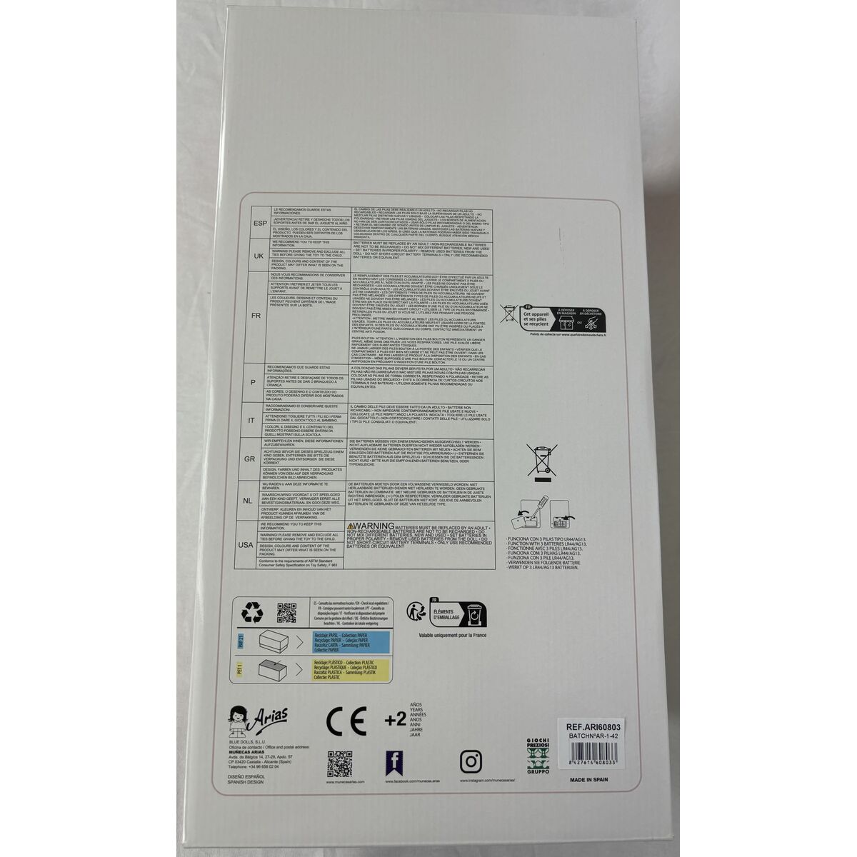 Păpușă bebeluș Arias Elegance Andie 40 cm