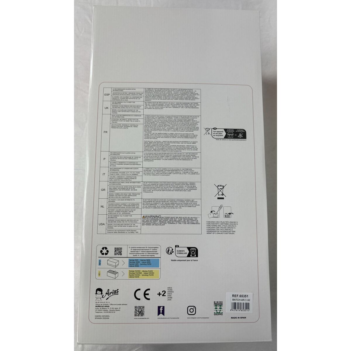 Păpușă bebeluș Arias Elegance 45 cm