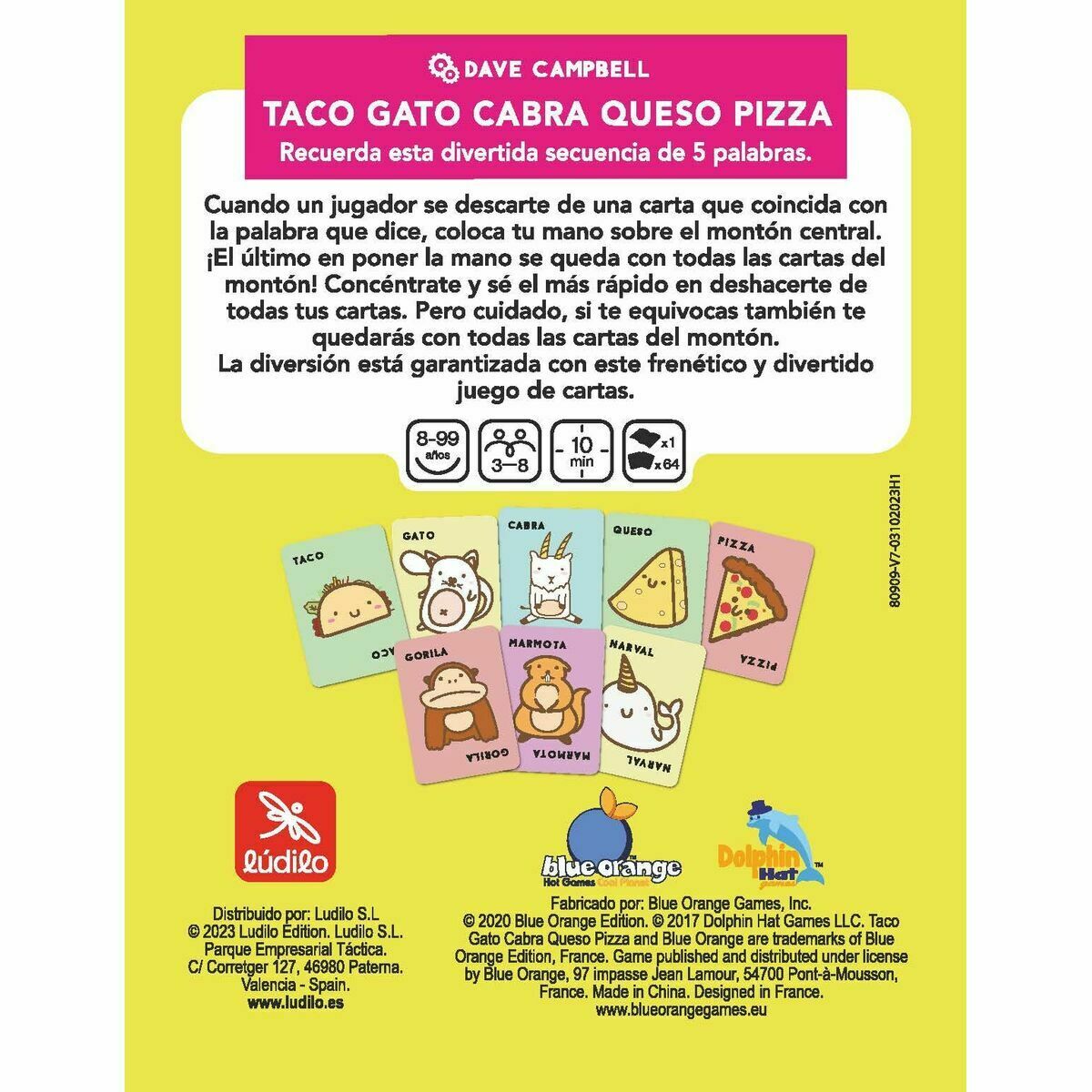 Joc Educativ Lúdilo Taco, Gato, Cabra, Queso, Pizza