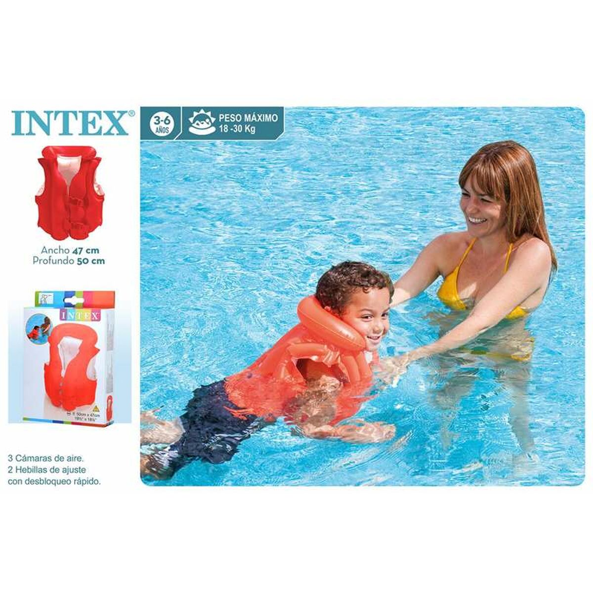 Vestă Gonflabil pentru Piscină Intex 50 x 47 cm