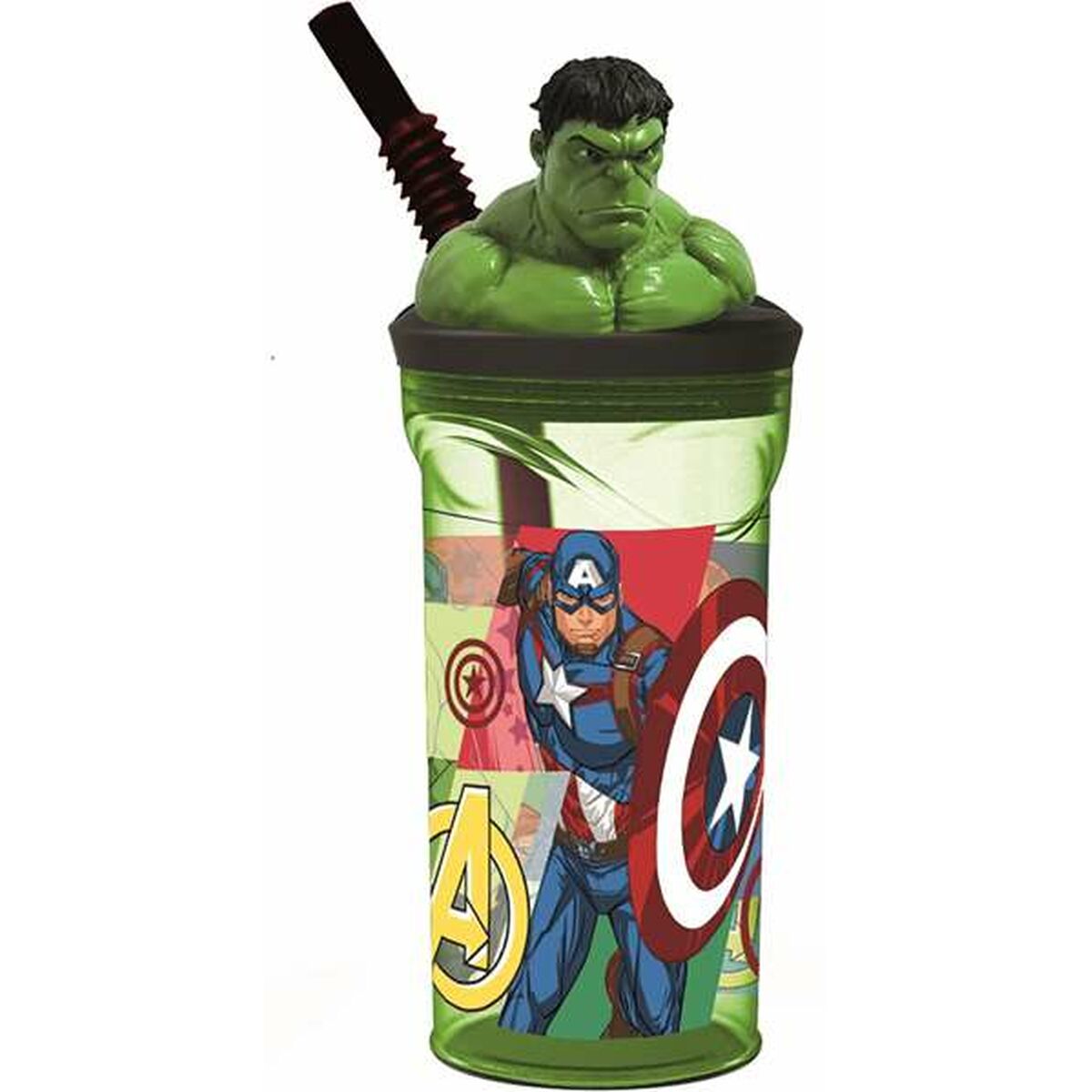 Pahar cu Pai The Avengers Seven Wonders Hulk 360 ml