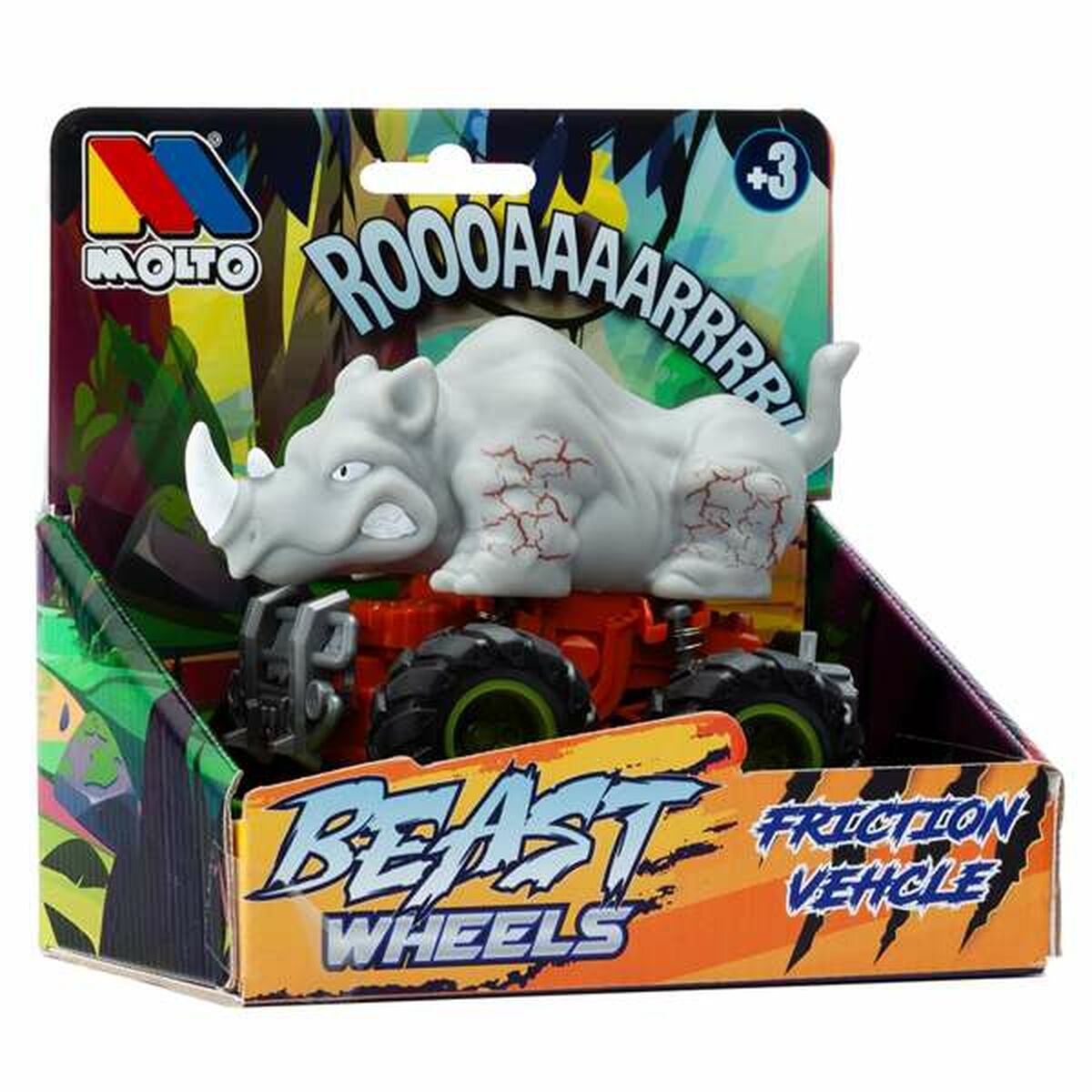 Mașinuță de jucărie cu mecanism de frecare Moltó Beast Wheels Multicolor