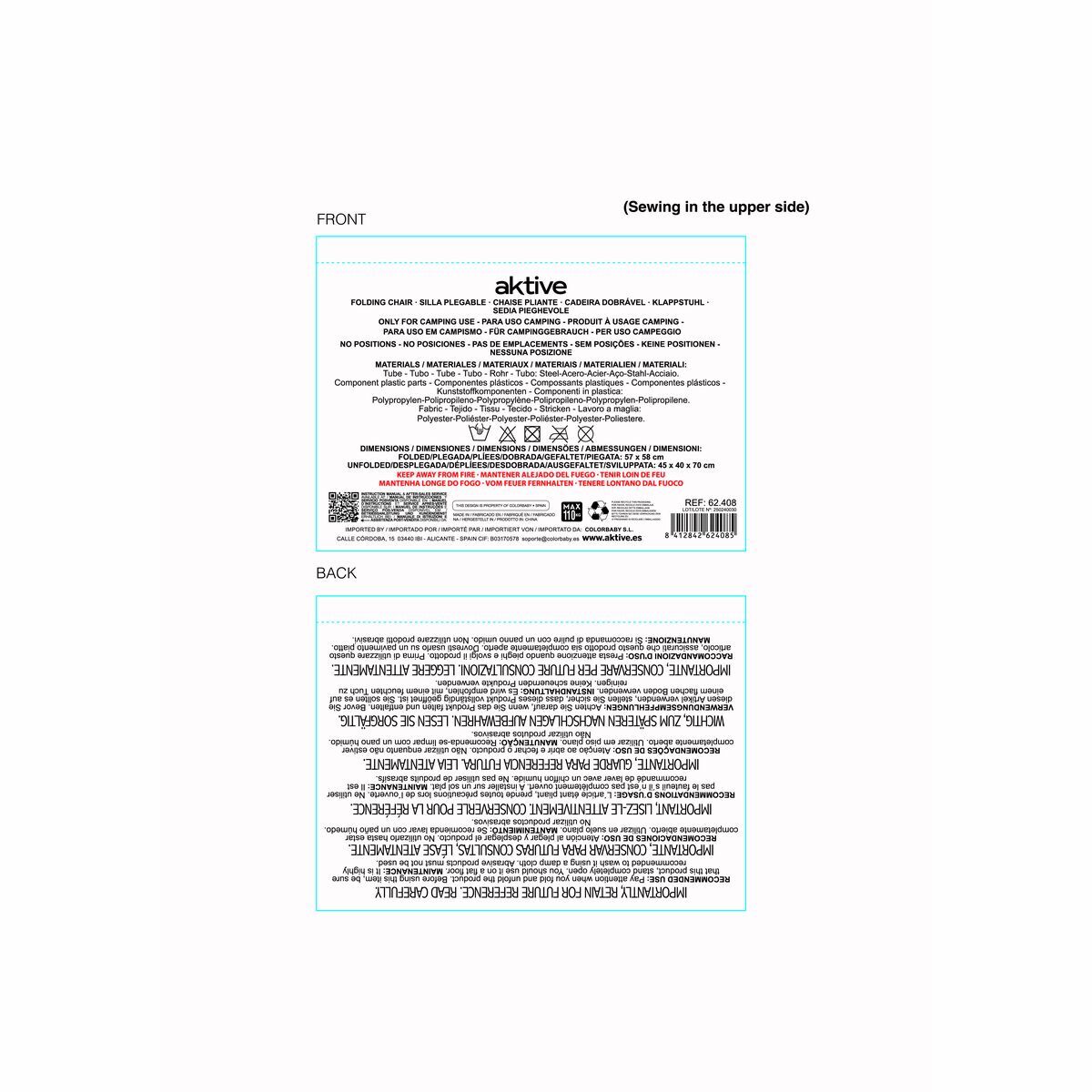 Scaunul Pliabil Aktive 45 x 40 x 70 cm