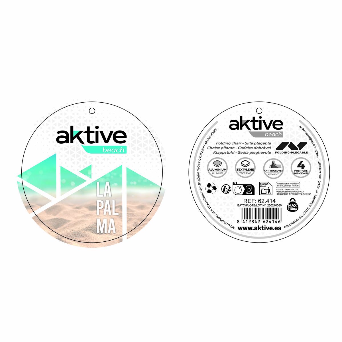 Scaunul Pliabil Aktive Albastru 65 x 60 x 43 cm