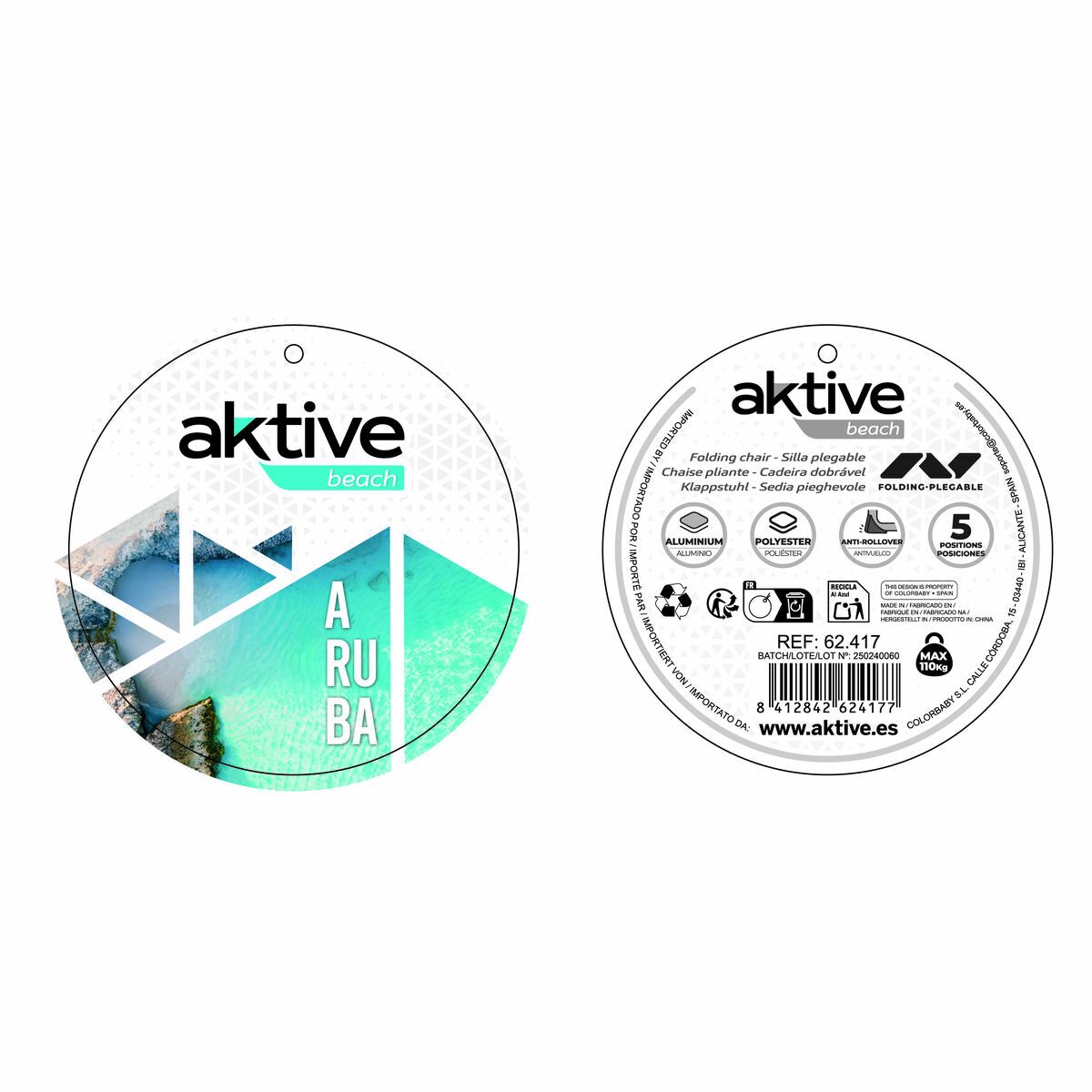 Scaun de plajă Aktive 64 x 63 x 28 cm