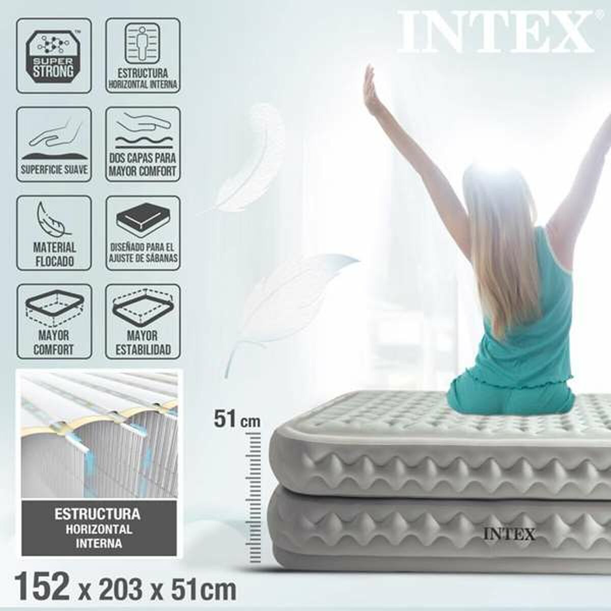 Pat Gonflabil Intex 152 x 203 x 51 cm 272 kg