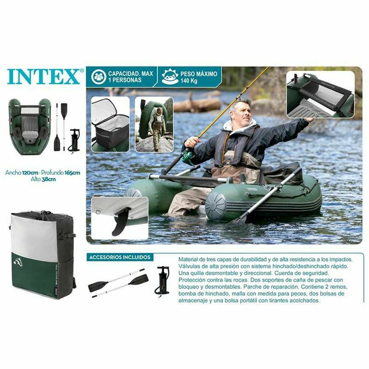 Barcă Gonflabilă Intex Big Catch Pro 165 x 120 x 38 cm