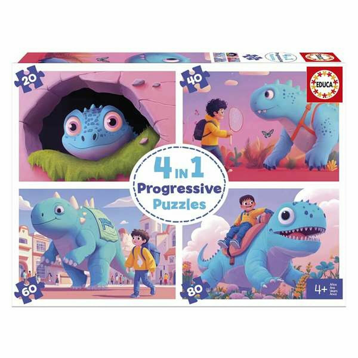 Set de 4 Puzzle-uri Educa Friendly Dinosaurs