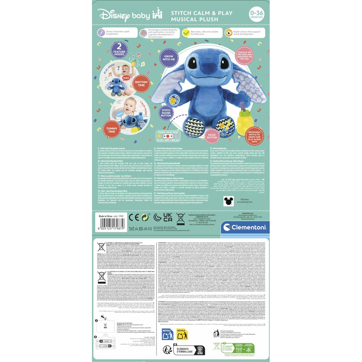 Jucărie de Pluș cu Sunet Stitch Multicolor (Multicolor)