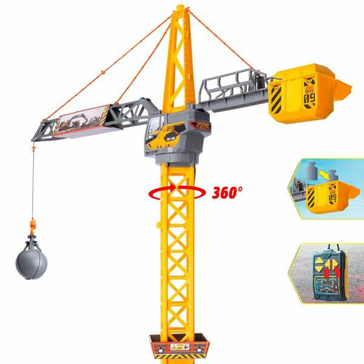 Macara de jucărie Smoby Mighty Crane Control radio Galben Gri
