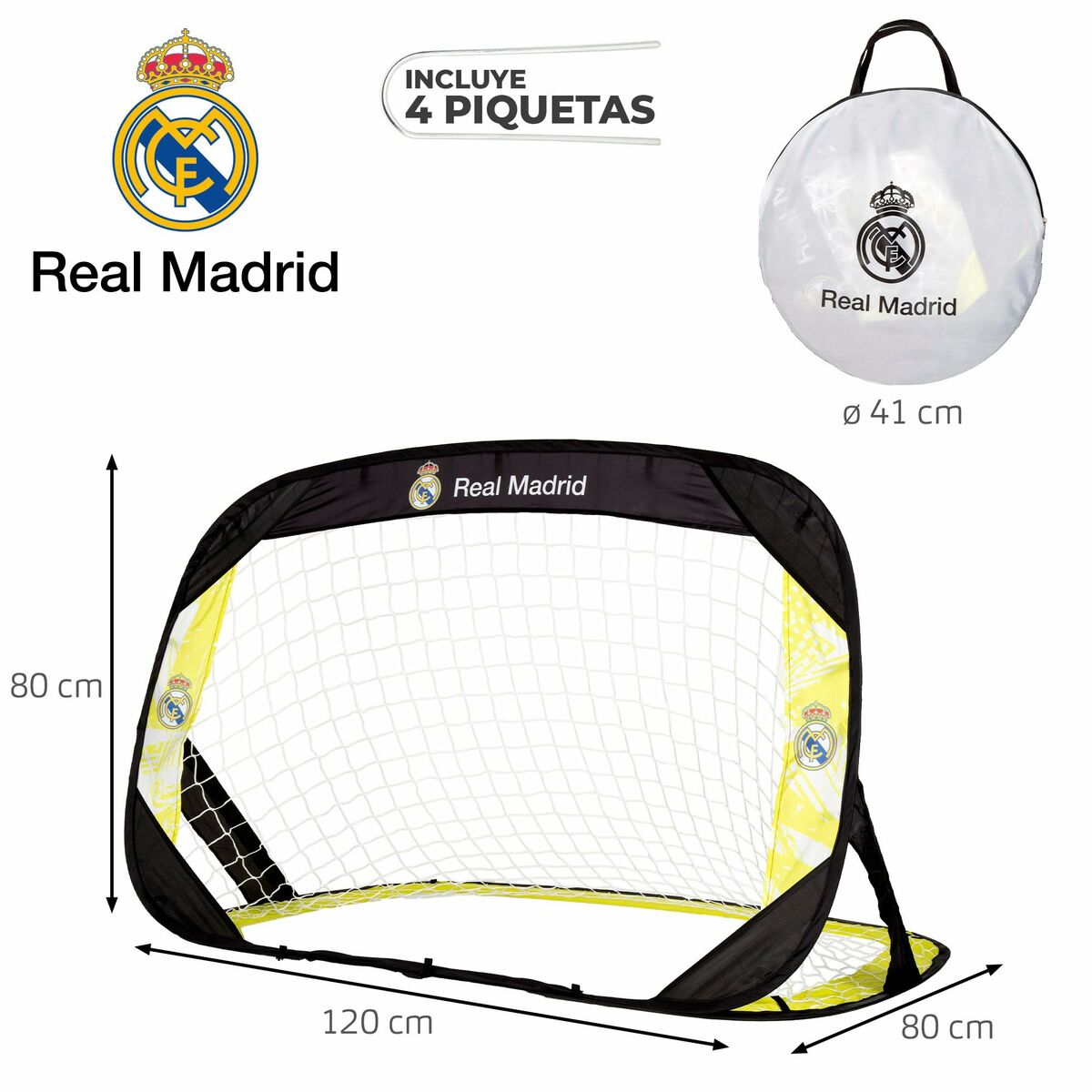 Set de 2 porți de fotbal Real Madrid C.F. 120 x 80 x 80 cm