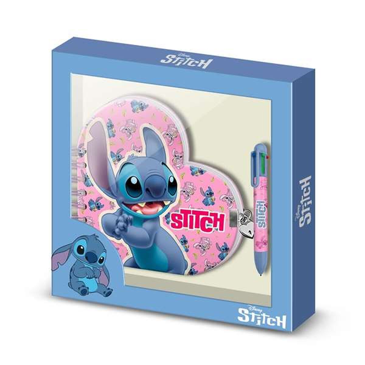 Caiet cu Inele și Pix Stitch Albastru 80 Frunze 24 x 23 x 2,5 cm