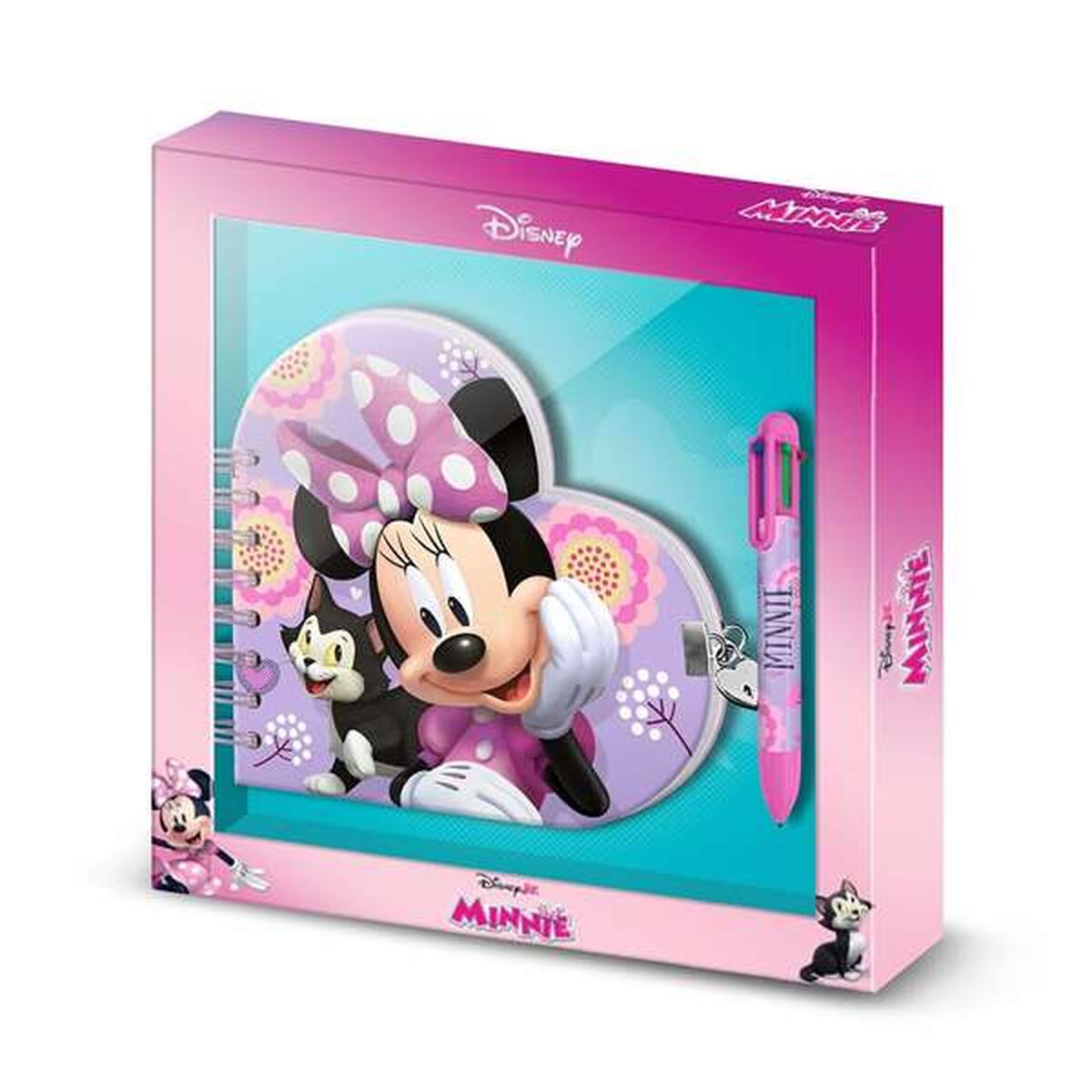 Caiet cu Inele și Pix Minnie Mouse Liliachiu 80 Frunze 24 x 23 x 2,5 cm
