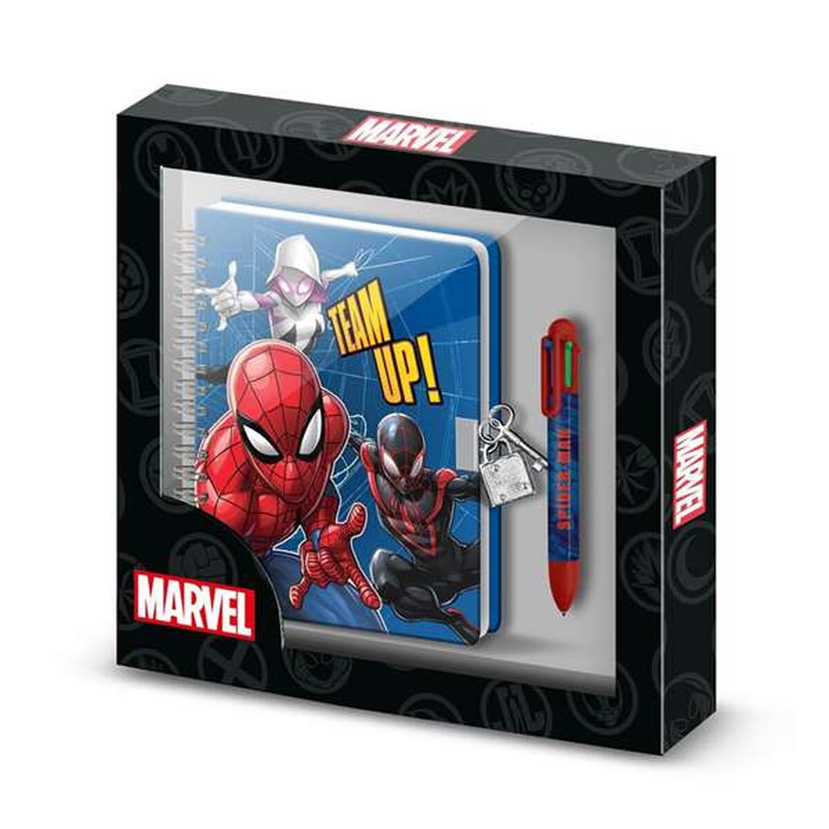 Caiet cu Inele și Pix Spider-Man Albastru 24 x 23 x 2,5 cm A5