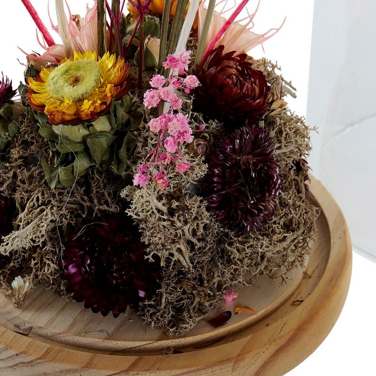 Figură Decorativă DKD Home Decor Geam Květiny Lemn MDF (17 x 17 x 26 cm)