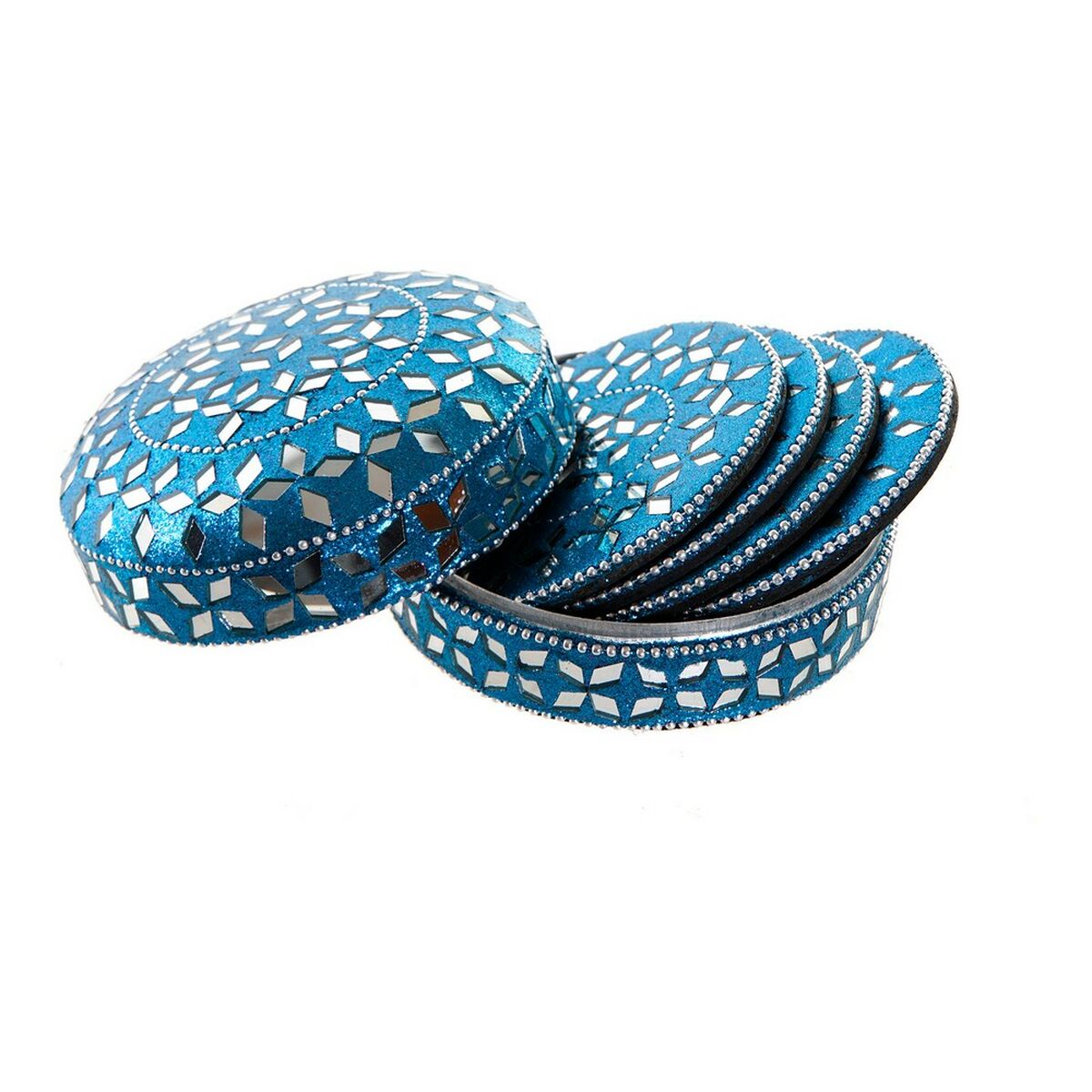 Suport pentru pahare DKD Home Decor Aluminiu Lemn MDF (3 pcs)