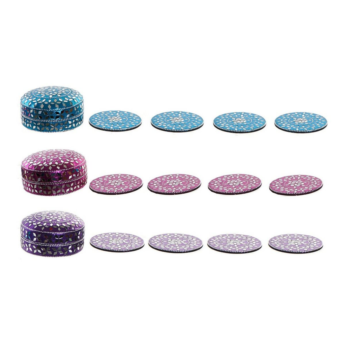 Suport pentru pahare DKD Home Decor Aluminiu Lemn MDF (3 pcs)