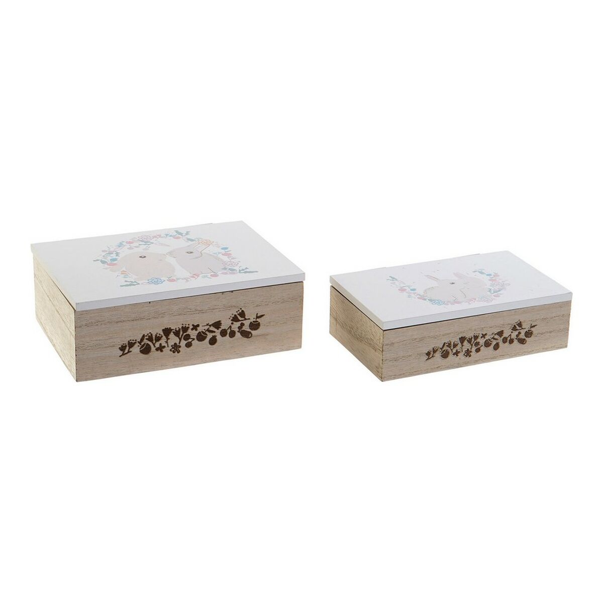 Set de Cutii Decorative DKD Home Decor Lemn MDF (17 x 12 x 6 cm)