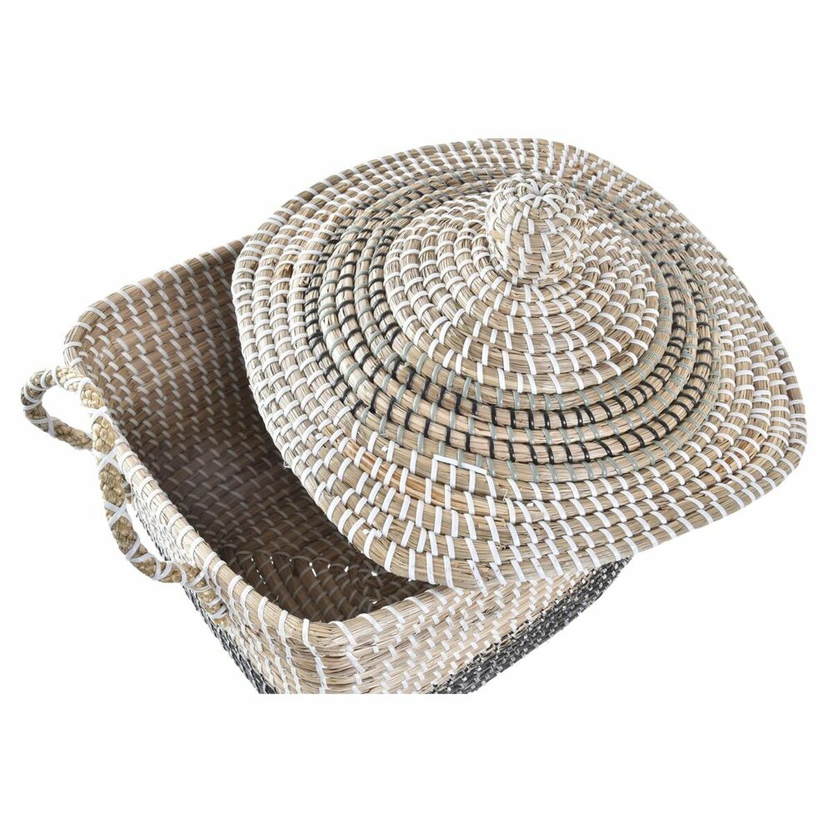Coș Decorativ DKD Home Decor Gri Natural Boho 45 x 35 x 43 cm