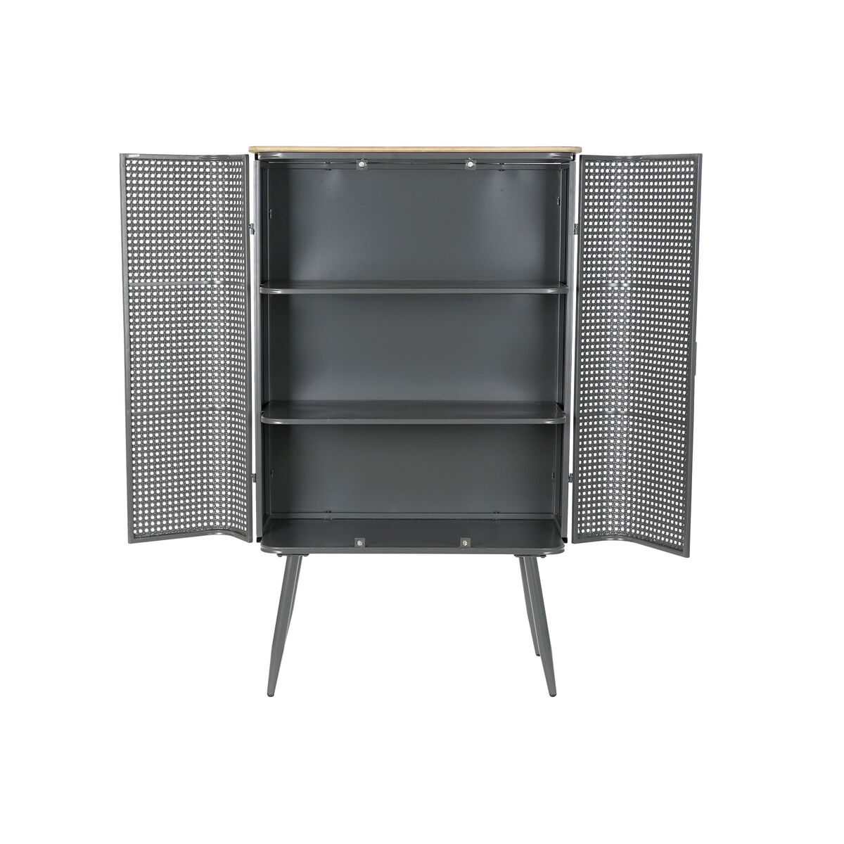 Raft DKD Home Decor Natural Gri Metal Lemn 2 Rafturi (79 x 39 x 133 cm)